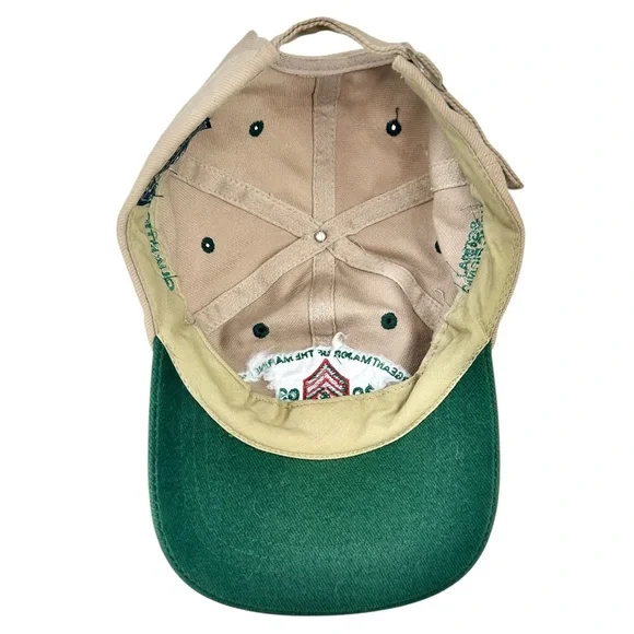 Y2K Vintage Green Tan Brown 2003 Sergeant Major Marine Corps Adjustable Hat Cap - Picture 7 of 8
